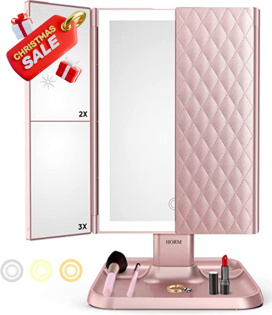 Trifold LED Makeup Mirror