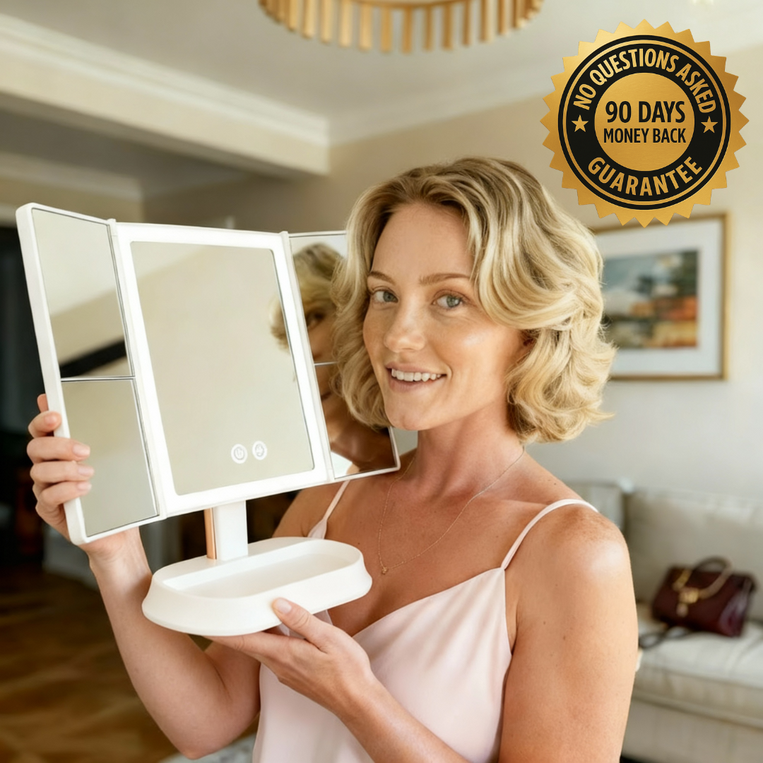 Trifold LED Makeup Mirror